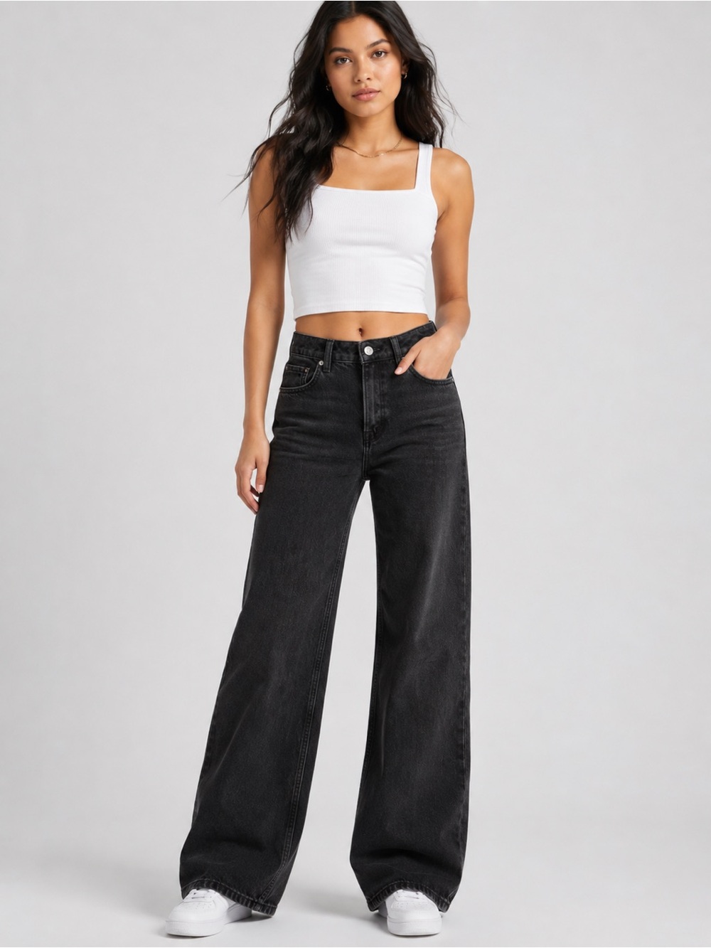 H&M Black Wide-Leg Jeans โ Size 0